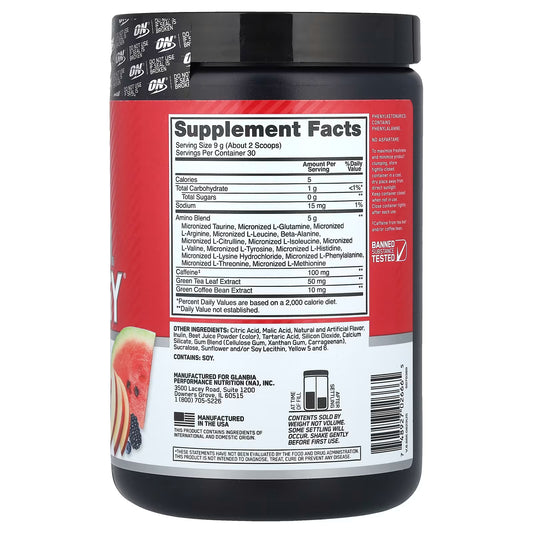 ON | Amino Energy 270 gr servicios - Fruit Fusion