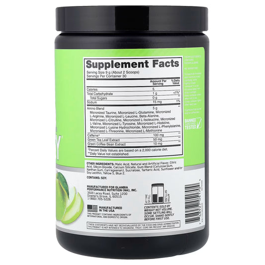 ON | Amino Energy 270 gr servicios - Green Apple