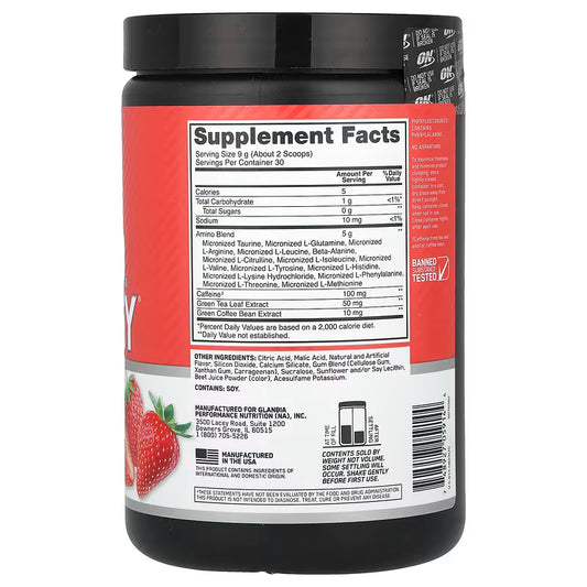 ON | Amino Energy 270 gr servicios - Juicy Strawberry