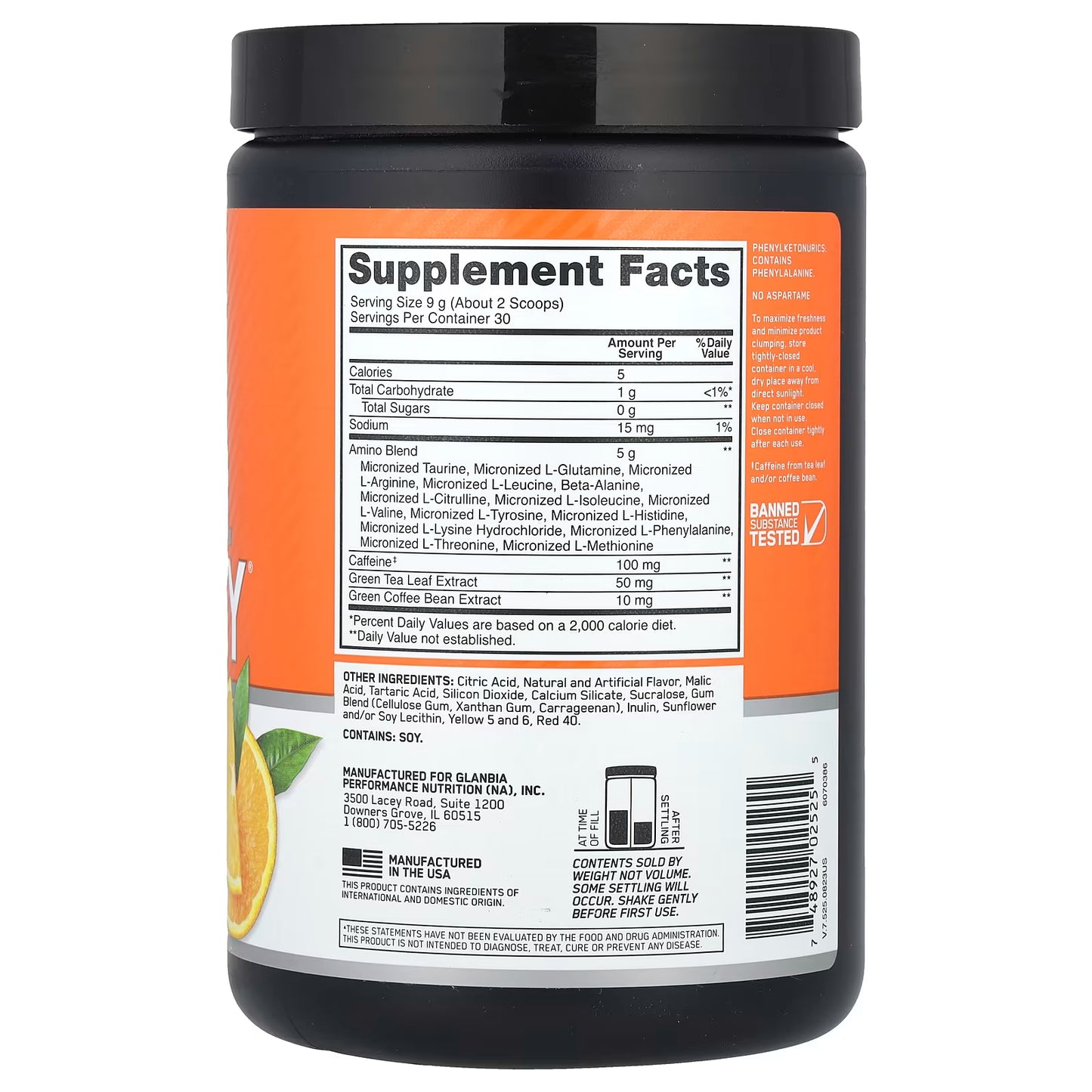 ON | Amino Energy 270 gr servicios - Orange