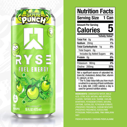 RYSE | Fuel Drink / 12 pza - Sour Punch Green Apple