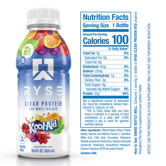 RYSE | Clear Whey Isolate RTD / 12 pza - Kool Aid Tropical Punch