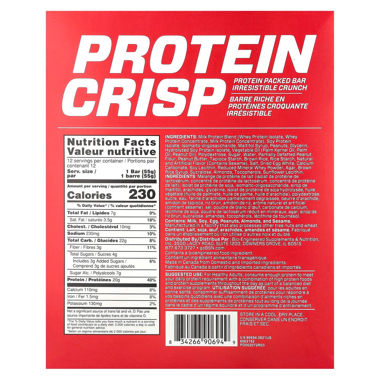 BSN | Barra de Proteína Crips 12 pza - Peanut Butter Crunch