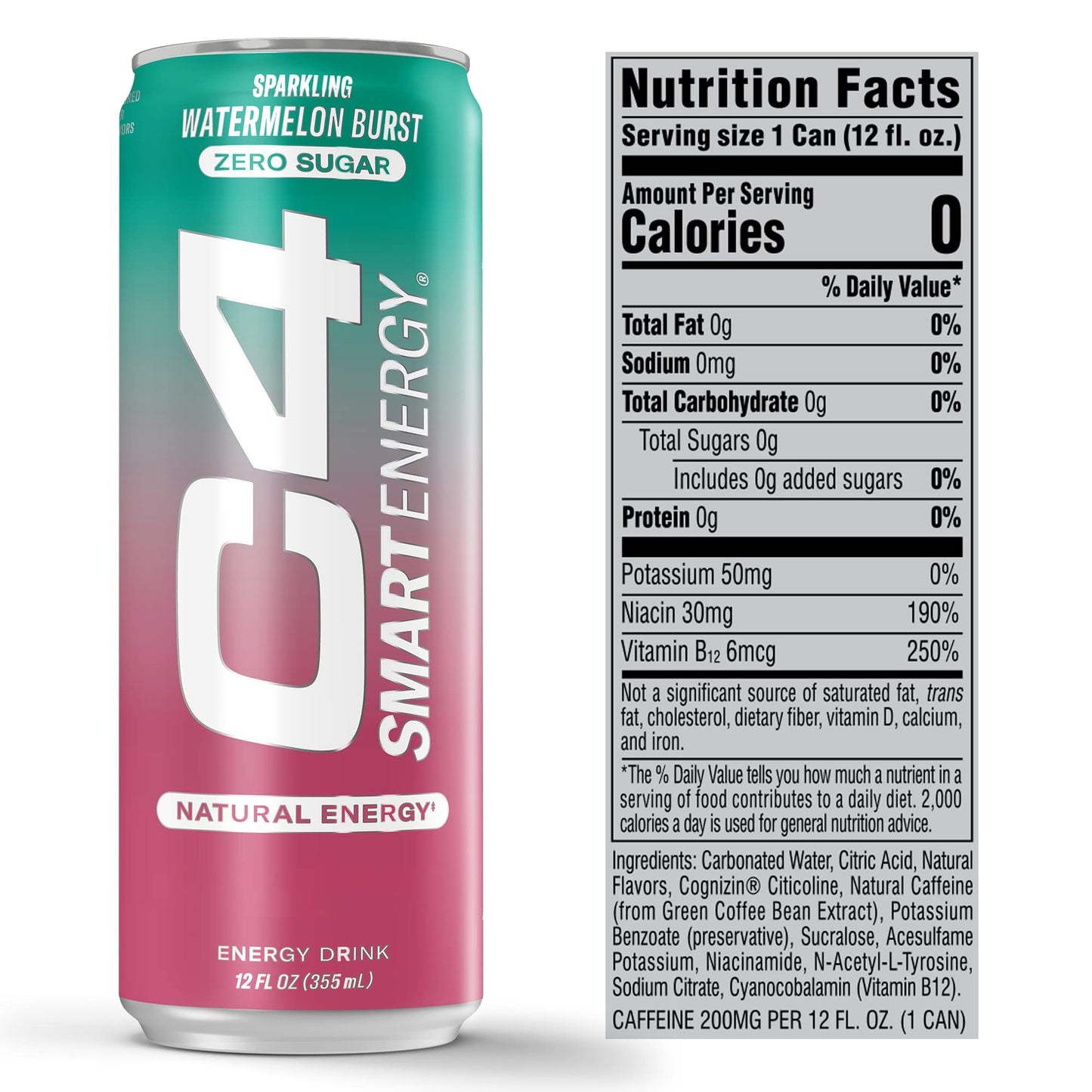 C4 | Smart Energy Drink Carbonated. 12 pza - Watermelon Burst