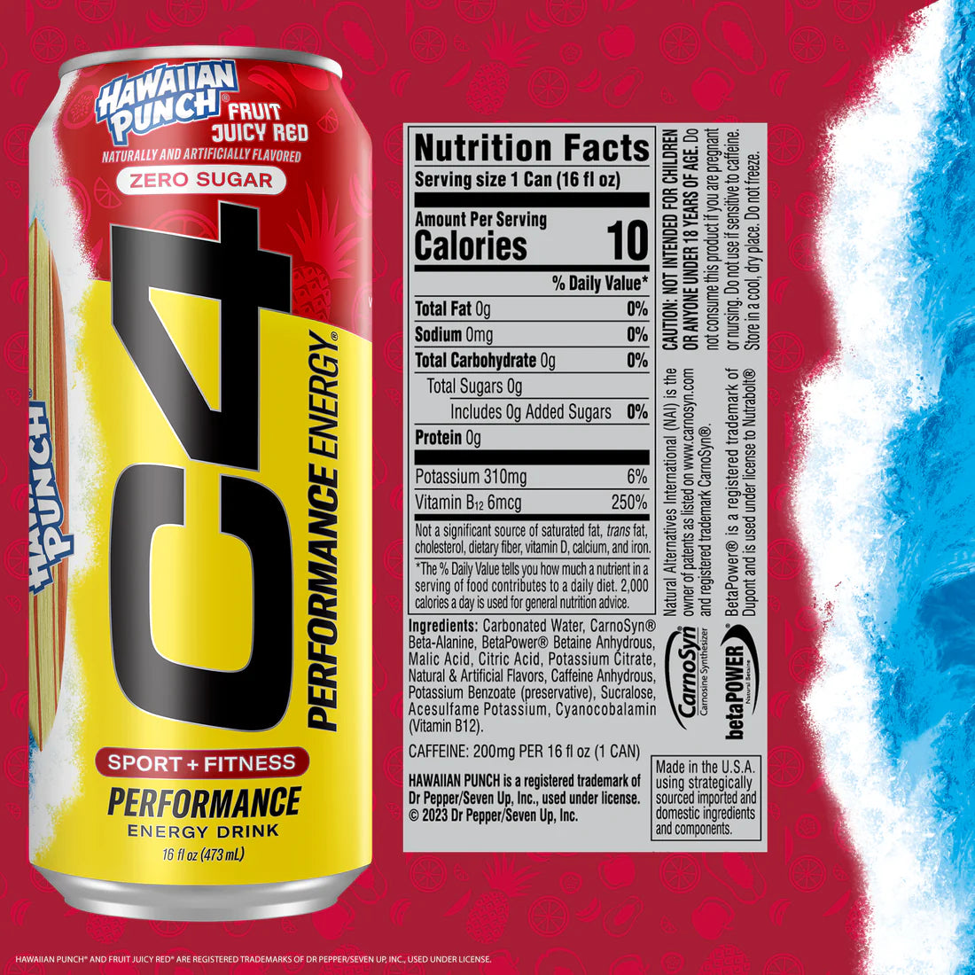 C4 | Energy Drink Carbonated 12 pza - Hawaiian Punch Fruit