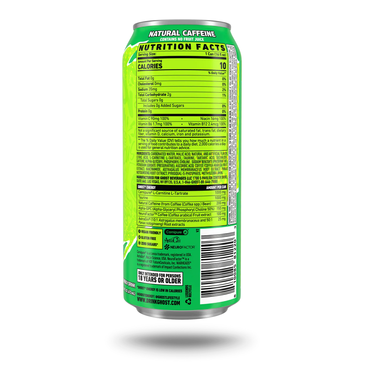 GHOST | Energy Drink 12 pza - Warheads Sour Green Apple