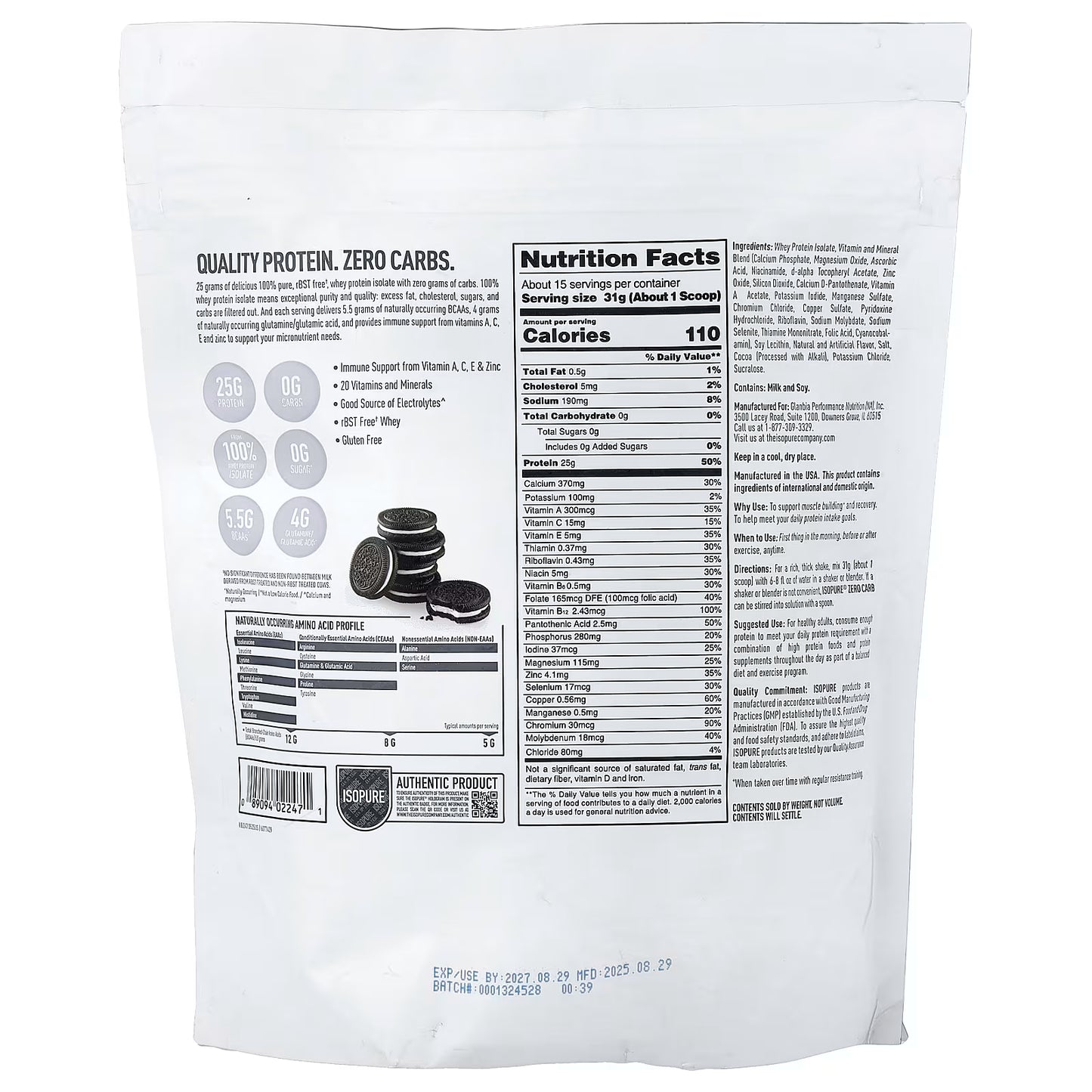 ISOPURE | Isopure Zero Carb 1 lb - Cookies and Cream