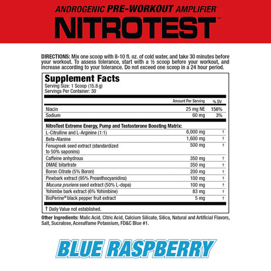 MUSCLEMEDS | Nitrotest 30 serv - Blue Raspberry