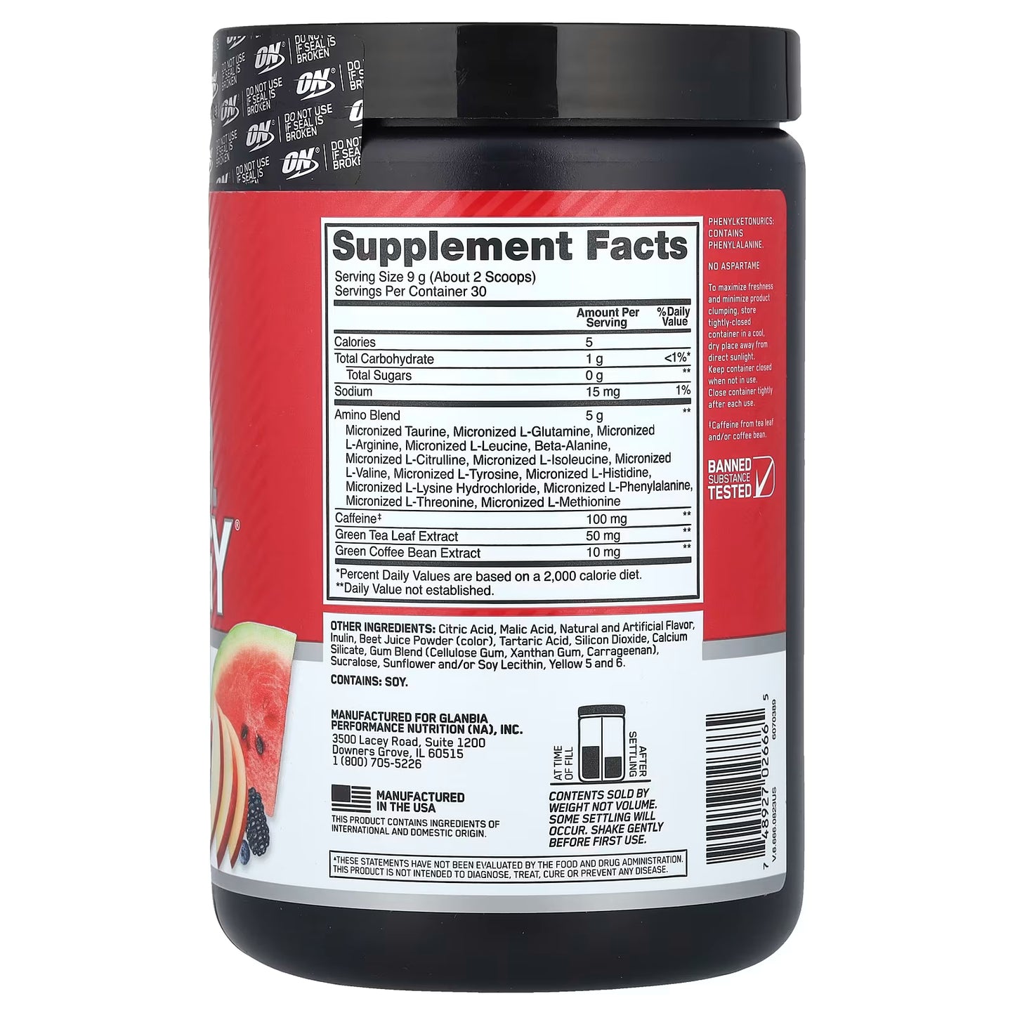 ON | Amino Energy 270 gr servicios - Fruit Fusion