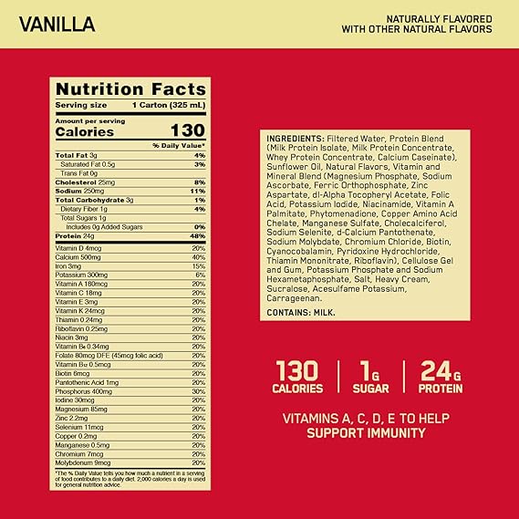 ON | Gold Estandar Protein Shake 12 Pza - Vainilla