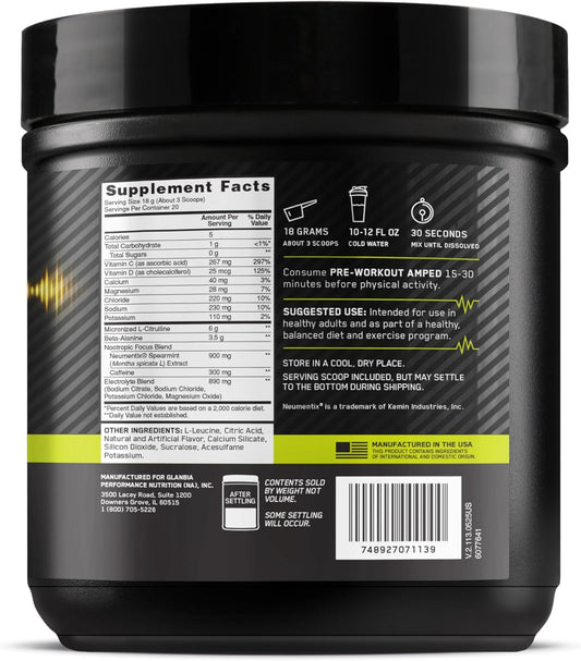 ON | Pre-Workout Amped 20 serv - Citrus Mango
