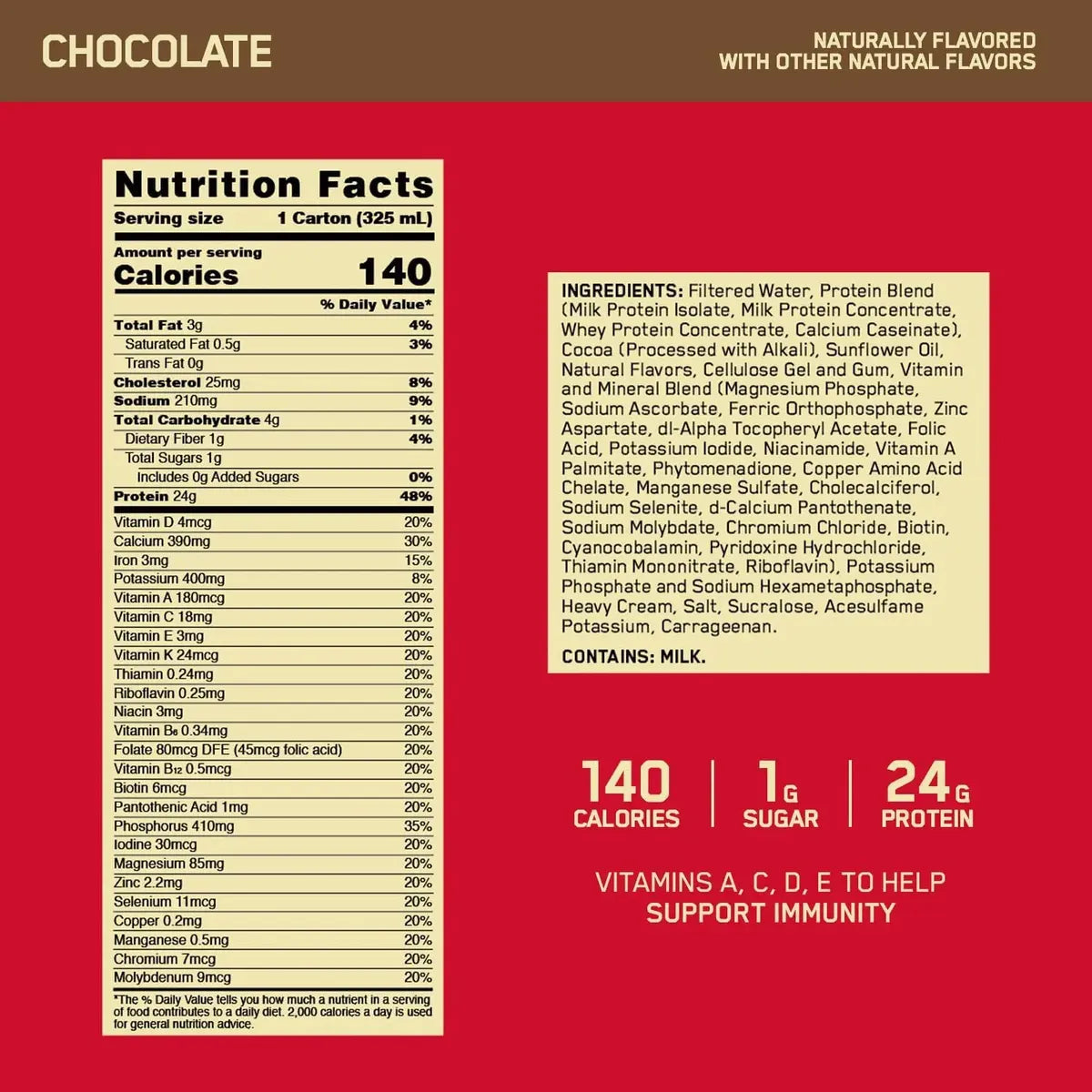 ON | Gold Estandar Protein Shake 12 Pza - Chocolate