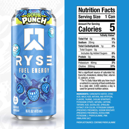 RYSE | Fuel Drink / 12 pza - Sour Punch Blue Raz