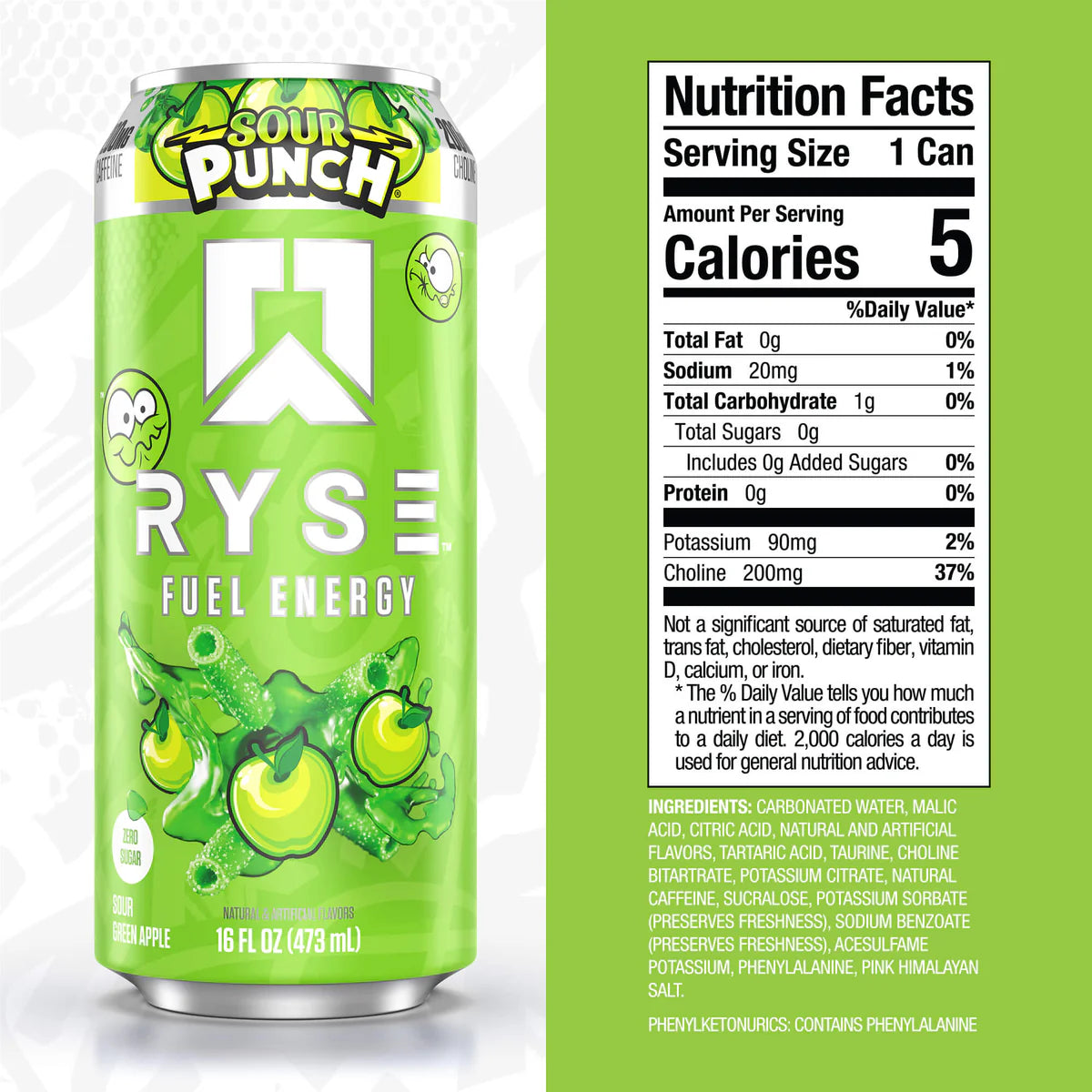 RYSE | Fuel Drink / 12 pza - Sour Punch Green Apple