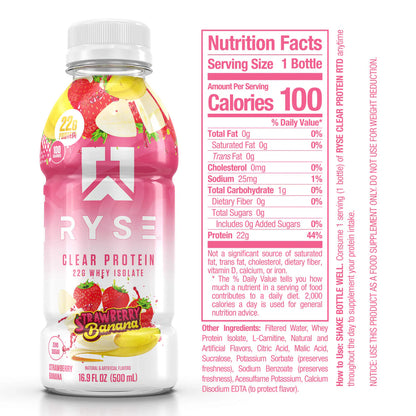 RYSE | Clear Whey Isolate RTD / 12 pza - Strawberry Banana