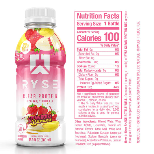 RYSE | Clear Whey Isolate RTD / 12 pza - Strawberry Banana