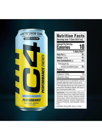 C4 | Energy Drink Carbonated 12 pza - Arctic Snow Cone