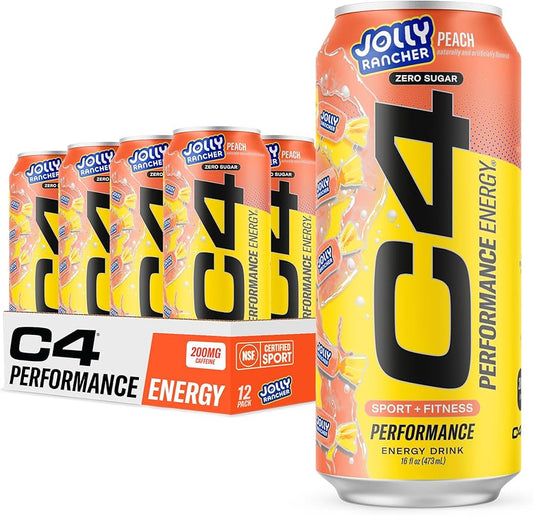 C4 | Energy Drink Carbonated 12 pza - Peach Jolly Rancher