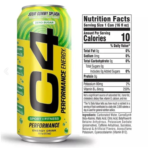 C4 | Energy Drink Carbonated 12 pza - Sour Gummy Splash