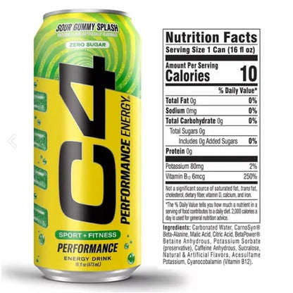 C4 | Energy Drink Carbonated 12 pza - Sour Gummy Splash