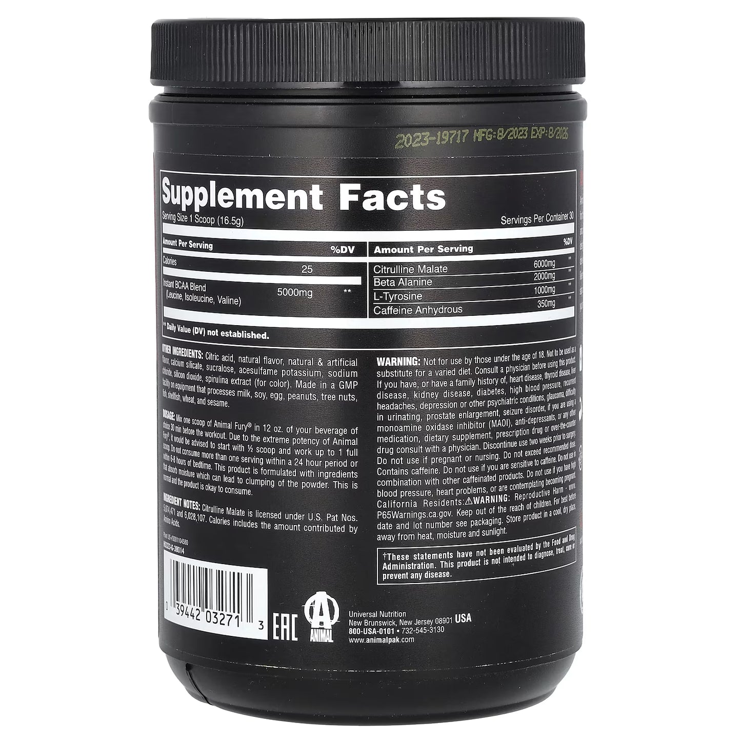 ANIMAL | Pre-workout Fury - Blue Raspberry.