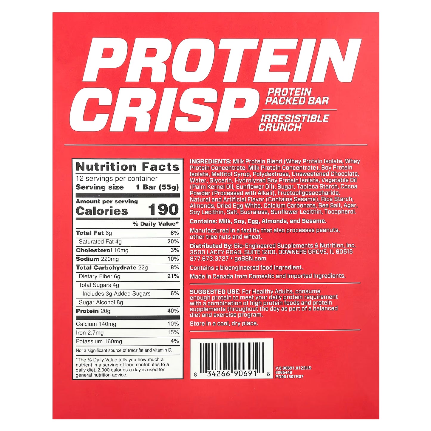 BSN | Barra de Proteína Crips 12 pza - Chocolate Crunch