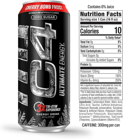 C4 | Ultimate Energy Drink Carbonated. 12 pza - Cherry Bomb Frost