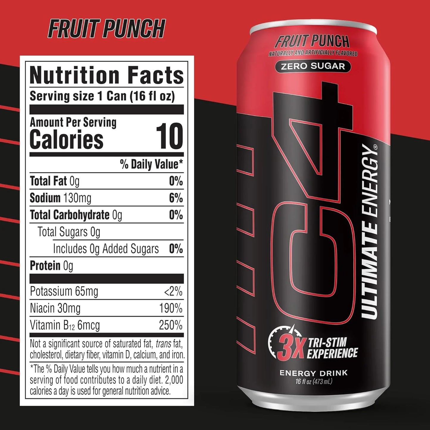 C4 | Ultimate Energy Drink Carbonated. 12 pza - Fruit Punch