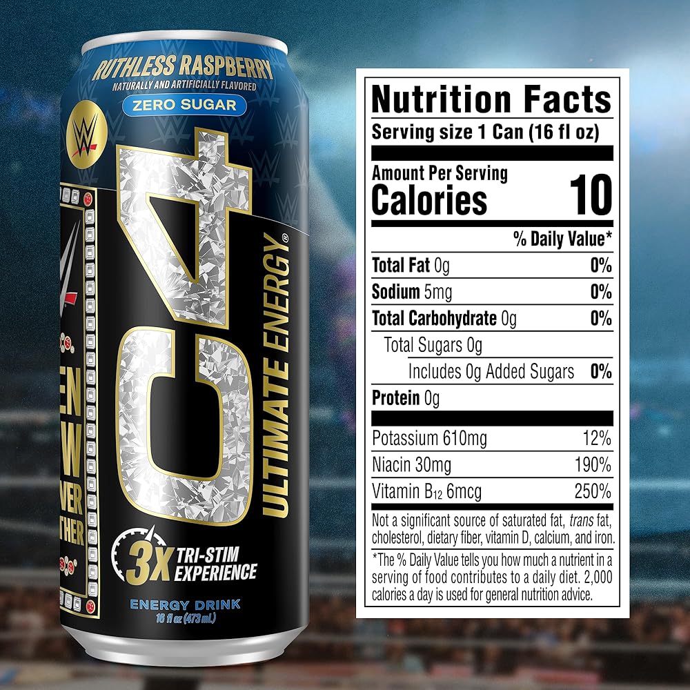 C4 | Ultimate Energy Drink Carbonated. 12 pza - Ruthless Raspberry