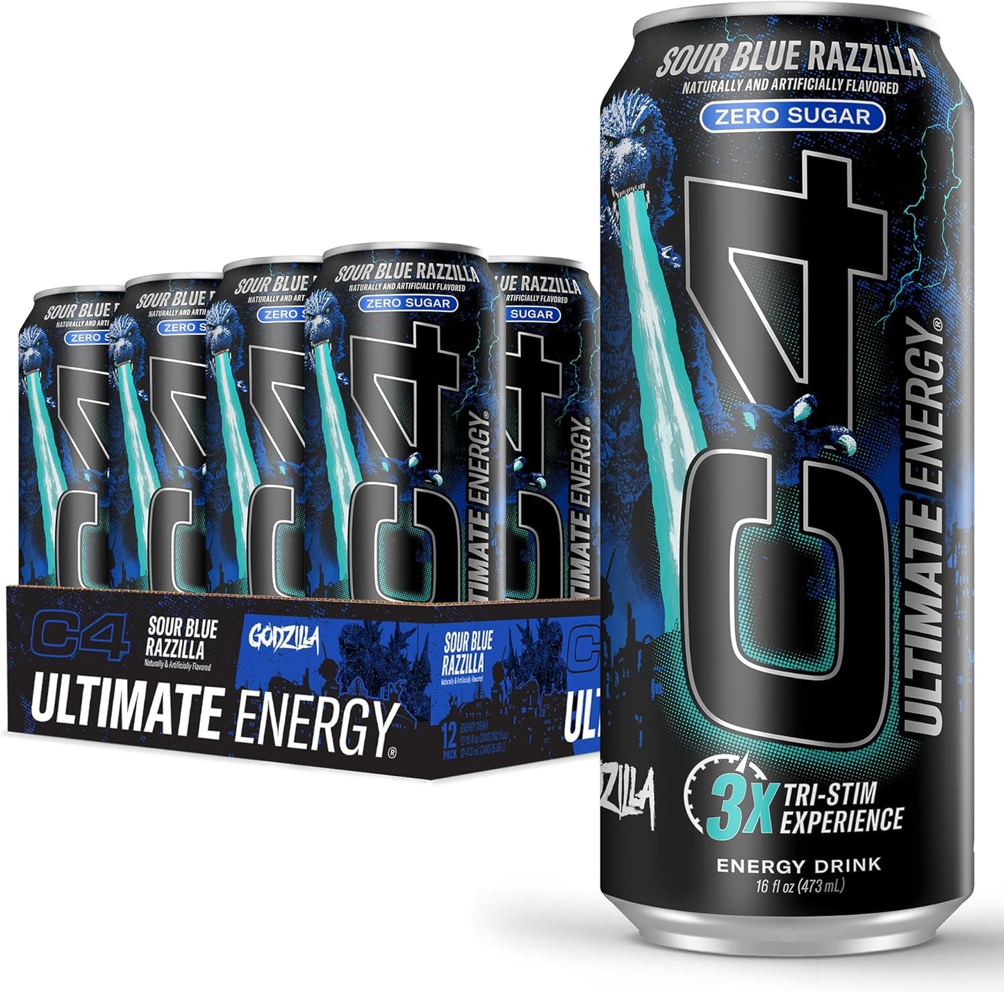 C4 | Ultimate Energy Drink Carbonated. 12 pza - Sour Blue Razzilla