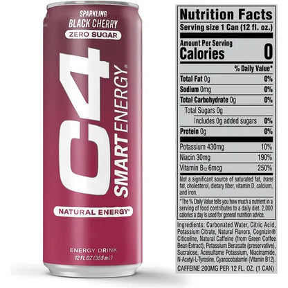 C4 | Smart Energy Drink Carbonated. 12 pza - Black Cherry