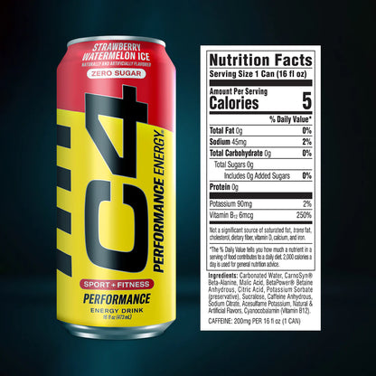 C4 | Energy Drink Carbonated 12 pza - Strawberry Watermelon Ice