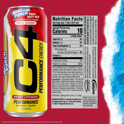 C4 | Energy Drink Carbonated 12 pza - Hawaiian Punch Fruit