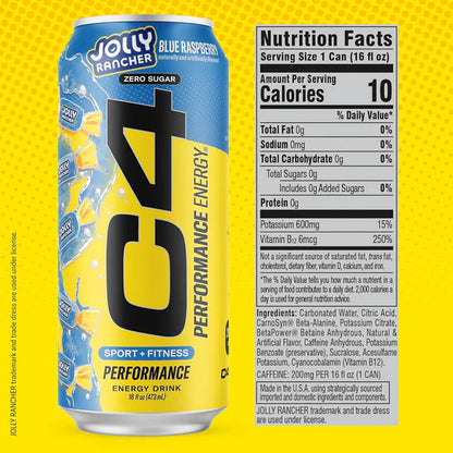 C4 | Energy Drink Carbonated 12 pza - Blue Razz Jolly Rancher