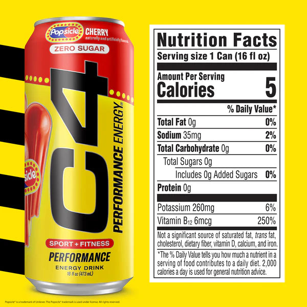 C4 | Energy Drink Carbonated 12 pza - Cherry Popsicle