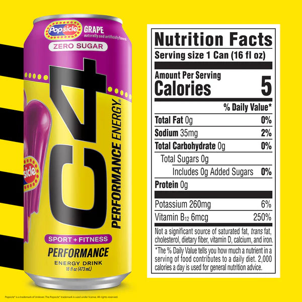 C4 | Energy Drink Carbonated 12 pza - Grape Popsicle