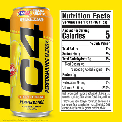 C4 | Energy Drink Carbonated 12 pza - Hawaiian Pineapple Popsicle