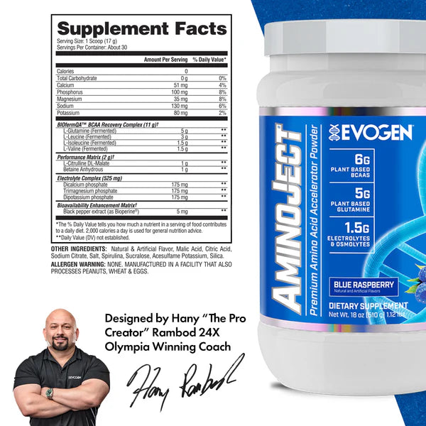 EVOGEN | Aminoject 30 serv - Blue Raspberry