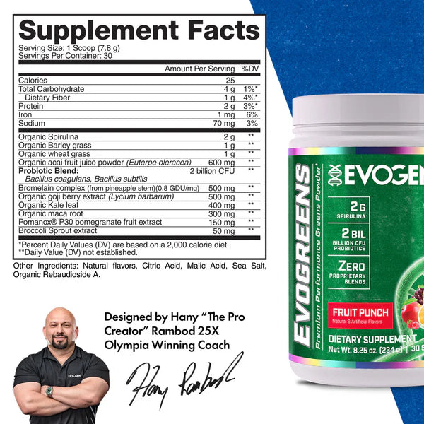 EVOGEN | Evogreens 30 Serv - Fruit Punch