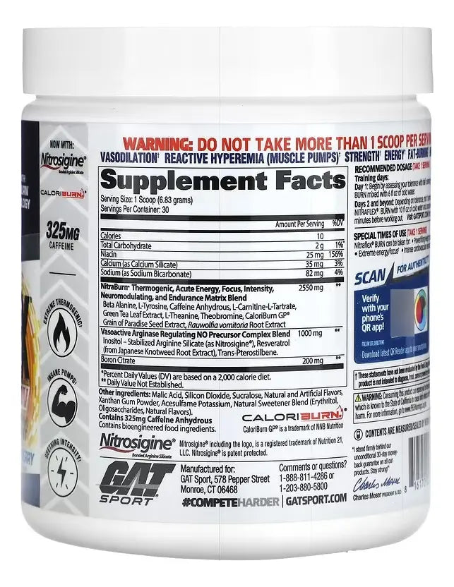 GAT SPORT | NitraFlex Burn 30 serv - Blue Raspberry