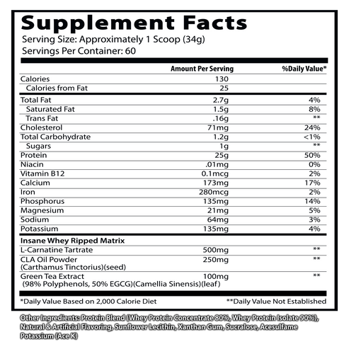 INSANE LABZ | Insane Whey RIPPED Protein 4.5 lbs - Chocolate