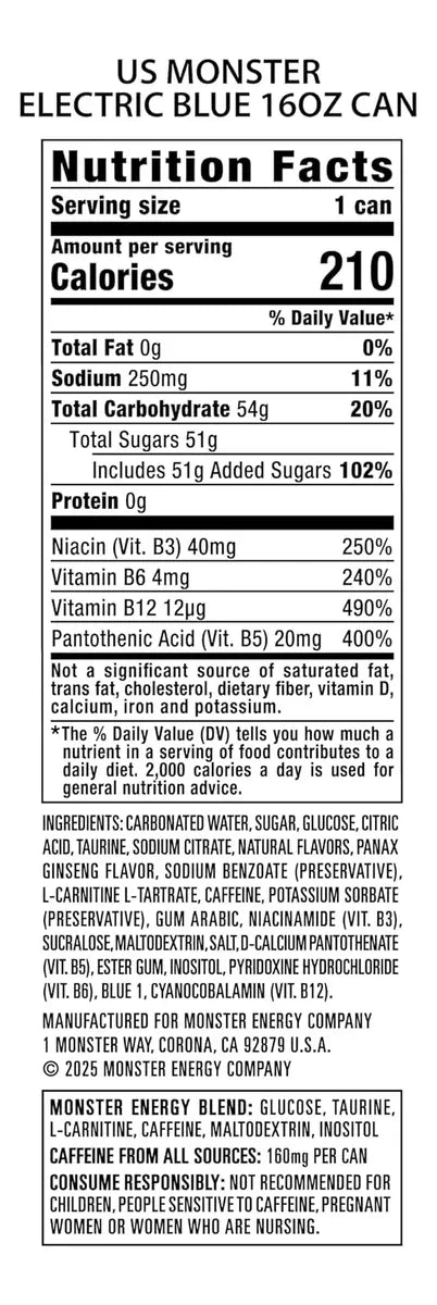MONSTER | Energy Drink Zero Sugar 12 pza - Blue
