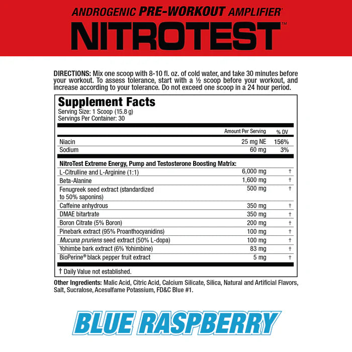 MUSCLEMEDS | Nitrotest 30 serv - Blue Raspberry