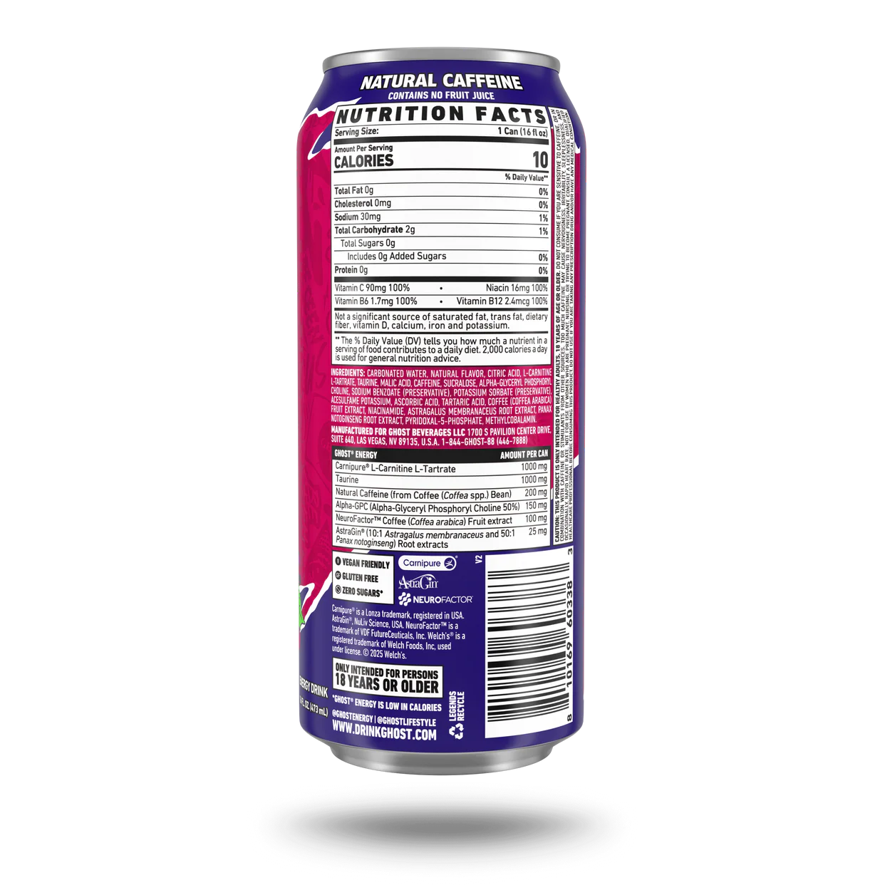 GHOST | Energy Drink 12 pza - Welchs Grape Cran