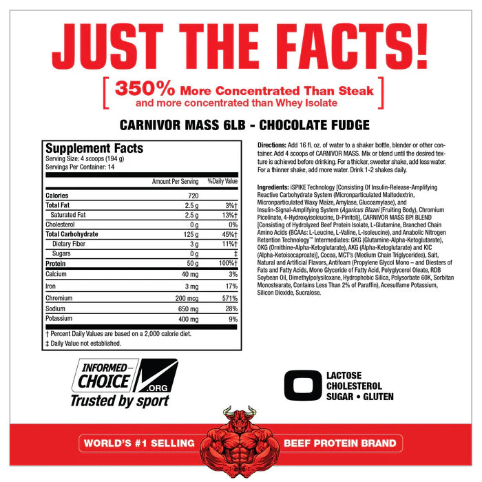 MUSCLEMEDS | Carnivor Mass Protein 6 lbs - Chocolate Fudge