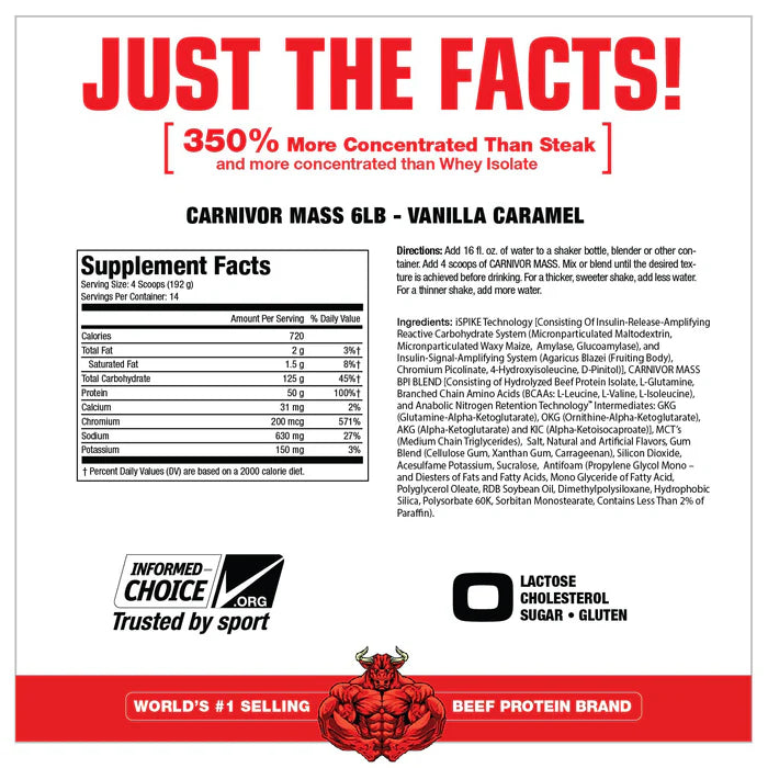 MUSCLEMEDS | Carnivor Mass Protein 6 lbs - Vainilla Caramel